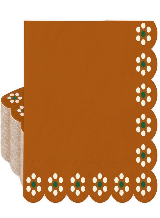 Whaline 50 Pcs Cielito Lindo Party Paper Napkins Platos De Barro Mexicanos Scalloped Disposable Napkins Mexico Fiesta Terracotta Clay Pottery Luncheon Dinner Napkin for Baby Shower Wedding - Image 1